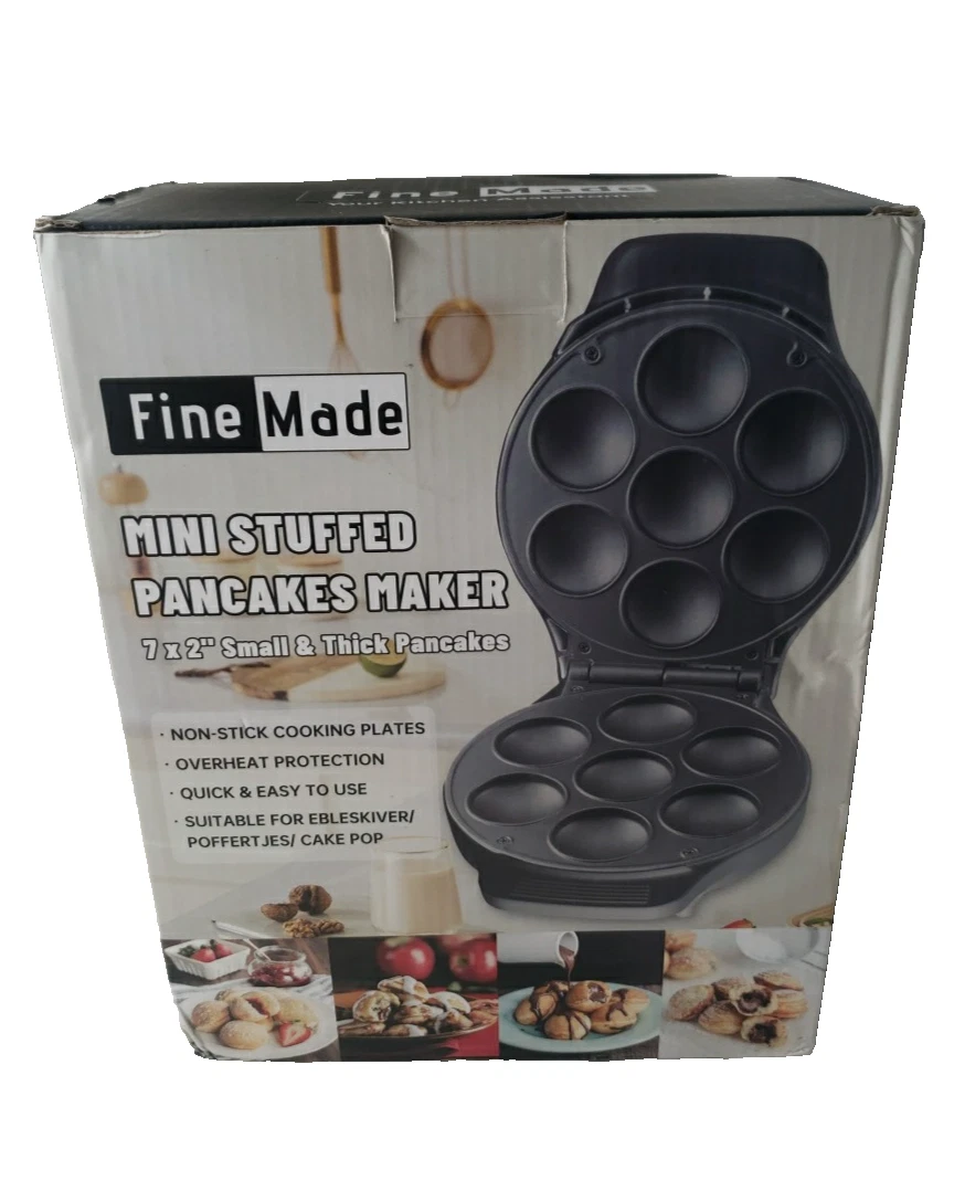 Compact Non-Stick Electric Ebleskiver Maker - Bake 7 Stuffed Pancakes Fast