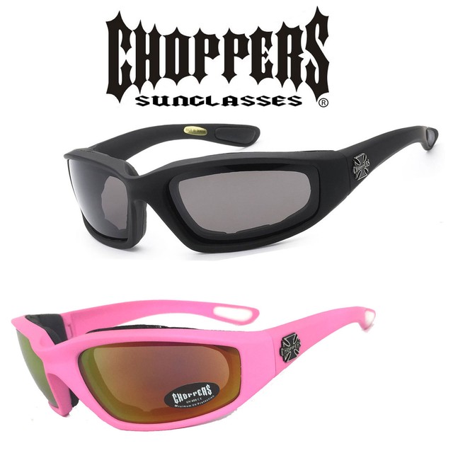 2 PAIR COMBO Chopper Padded Wind Resistant Sunglasses Motorcycle Riding