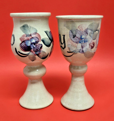 Lord & Lady Handmade & Painted Pottery Goblet Set Renaissance Style Medieval EUC - Picture 2 of 8