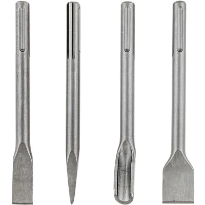 VORFAL 4x SDS MAX Meißel Set 250 mm Kanal Spitz Flach Breit Spatmeißel Satz Meissel