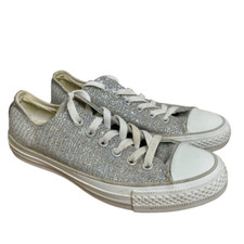 Converse All-Star Chuck Taylor Silver Glitter Low Sneakers shoes Size 7 Metallic