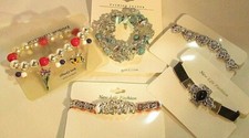 Lot of 5 Women's Or Girl's Beaded Silver 7"-8" Bracelets  1553 NWOT