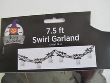 Halloween Banner Garland Diecut Decoration Black White Ghost 7.5' Long C5