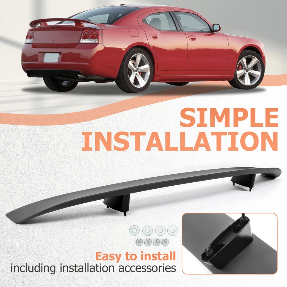 Matte Black Rear Trunk Wing Spoiler ABS For 2006-10 Dodge Charger Factory Style - Imagem 2 de 4