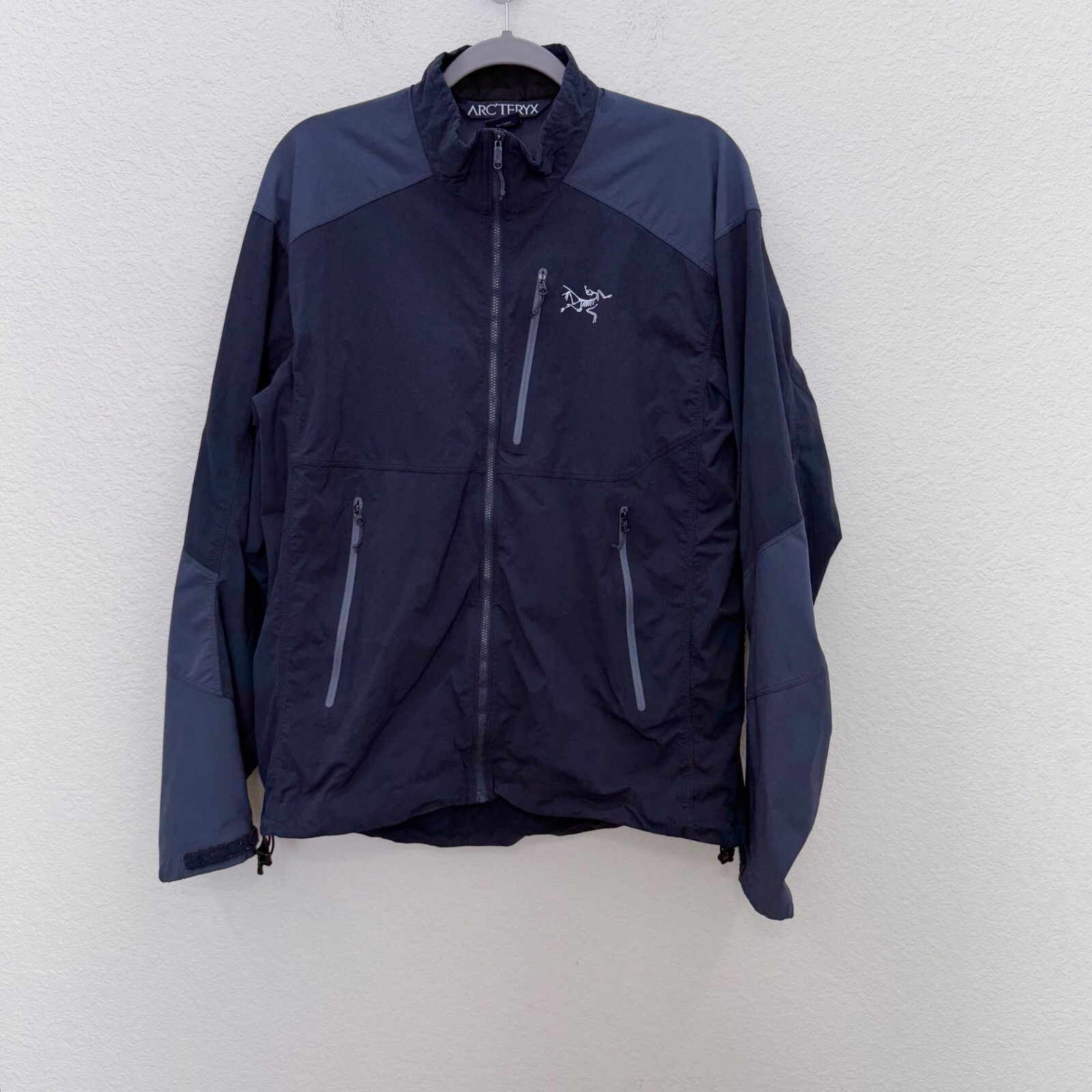 ARC'TERYX Arcteryx Uomo Blu Nylon Elasticizzato Full Zip Lightweight Jacket Mens size Large