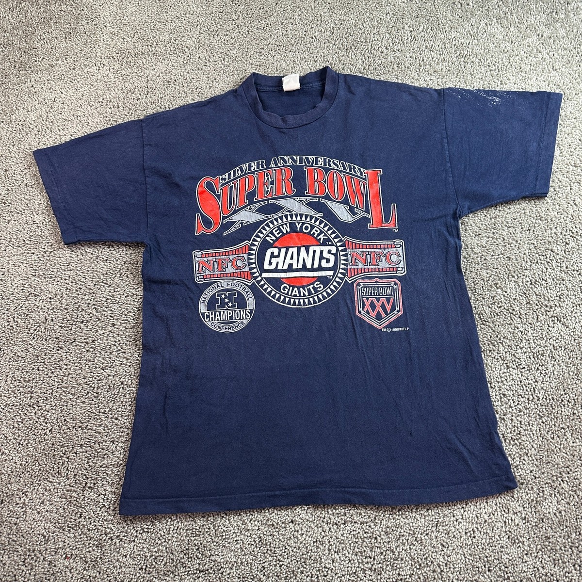 VINTAGE 1990 New York Giants Shirt Mens Large Super Bowl XXV