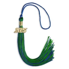 Endea Graduation Royal Blue/Green Mixed Color Tassel With Gold Date Drop