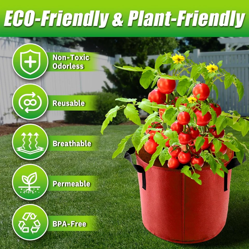 5 Gallon Grow Bags, 7 Pack Colorful Fabric Plant Pots with Handles for Garden an - Image 3 of 4