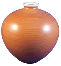 Super 20thC KPM Berlin Porcelain Orange Ring Design Trude Petri Vase Porzellan B