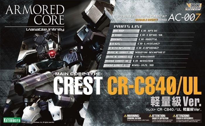 KOTOBUKIYA ARMORED CORE AC007 CREST CR-C840/UL LIGHT WEIGHT Ver 1