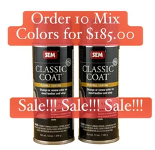 10 MIX COLORS of SEM CLASSIC COAT for most LEATHER and VINYL  - FREE SHIPPING