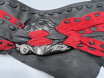 Red Leather Ceramic Buckle Belt Vintage Red Leather Military Parade Belt – Heavy Cast Brass  main image 4