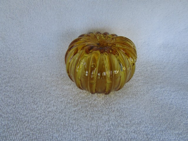LOVELY~Small Amber Glass Pumpkin!!!~~NICE~~!!! | eBay
