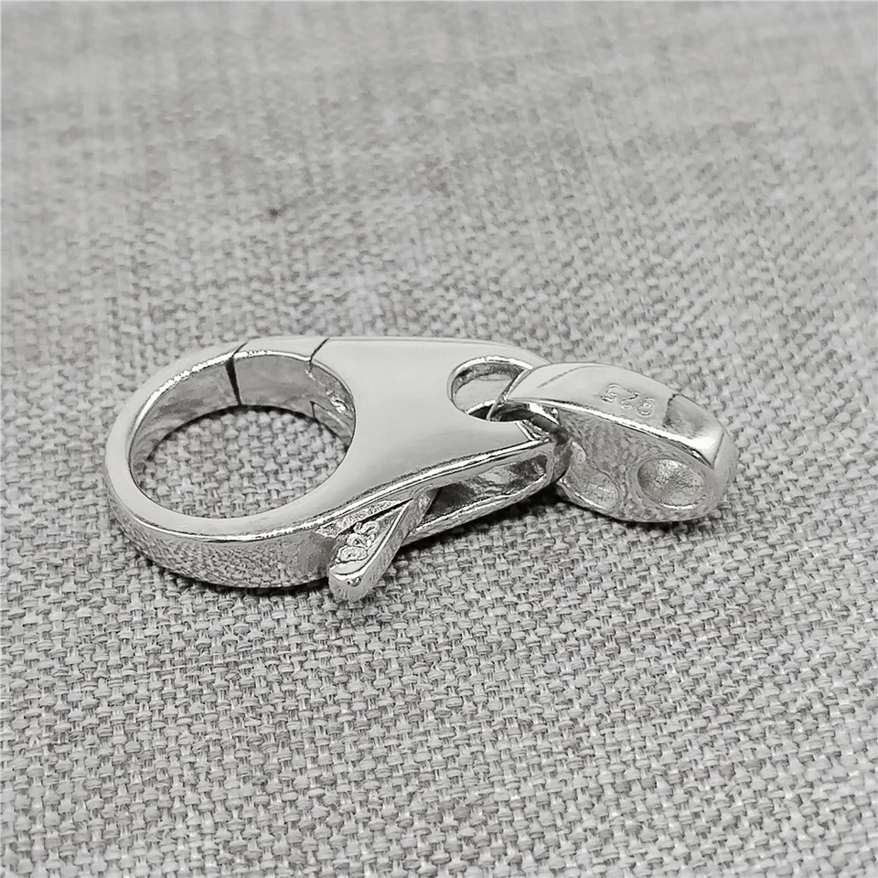 Cierre de langosta grande de plata de ley enchapado en rodio de plata 925 cierre de garra lisa Foto 4 de 4