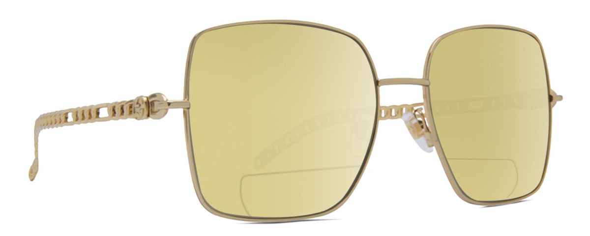 Gucci GG0724S Women Designer Polarized BIFOCAL Sunglasses Gold