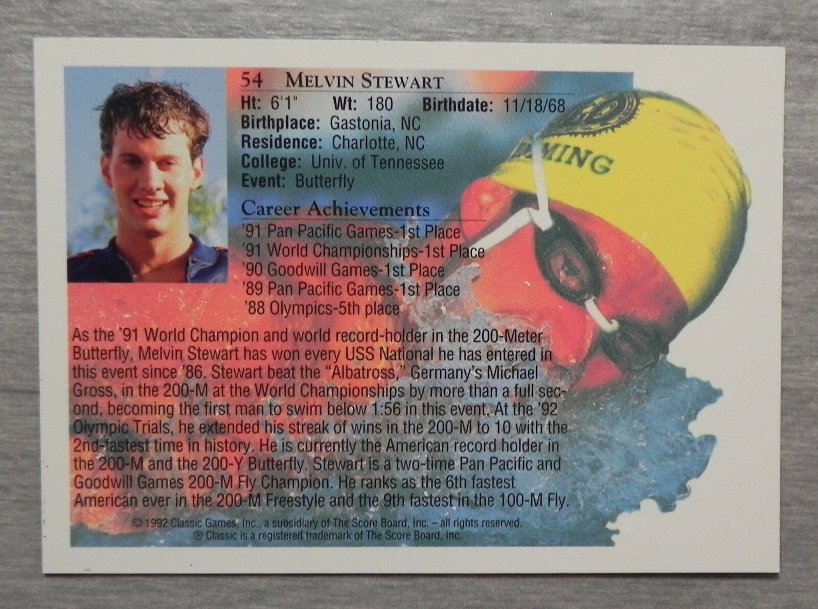 Melvin Stewart (1) 1992 Classic World Class Athletes Card 54 _ LOW