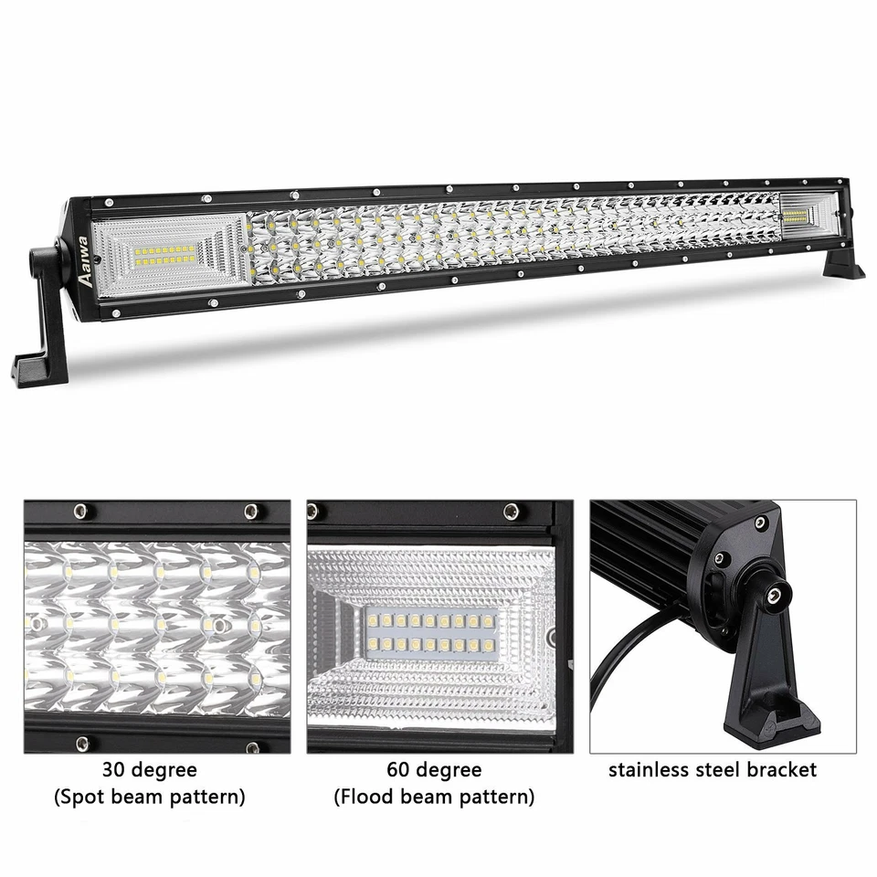 4 22 32 52" Recto 3 Filas Barra de Luz LED Combo Kit Vainas para Camión SUV Jeep Ford Foto 3 de 4