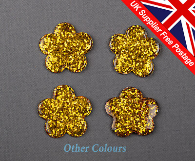 4 Stück große 33 mm Glitzer Blume Cabochon Verzierung Basteln Karten basteln W341