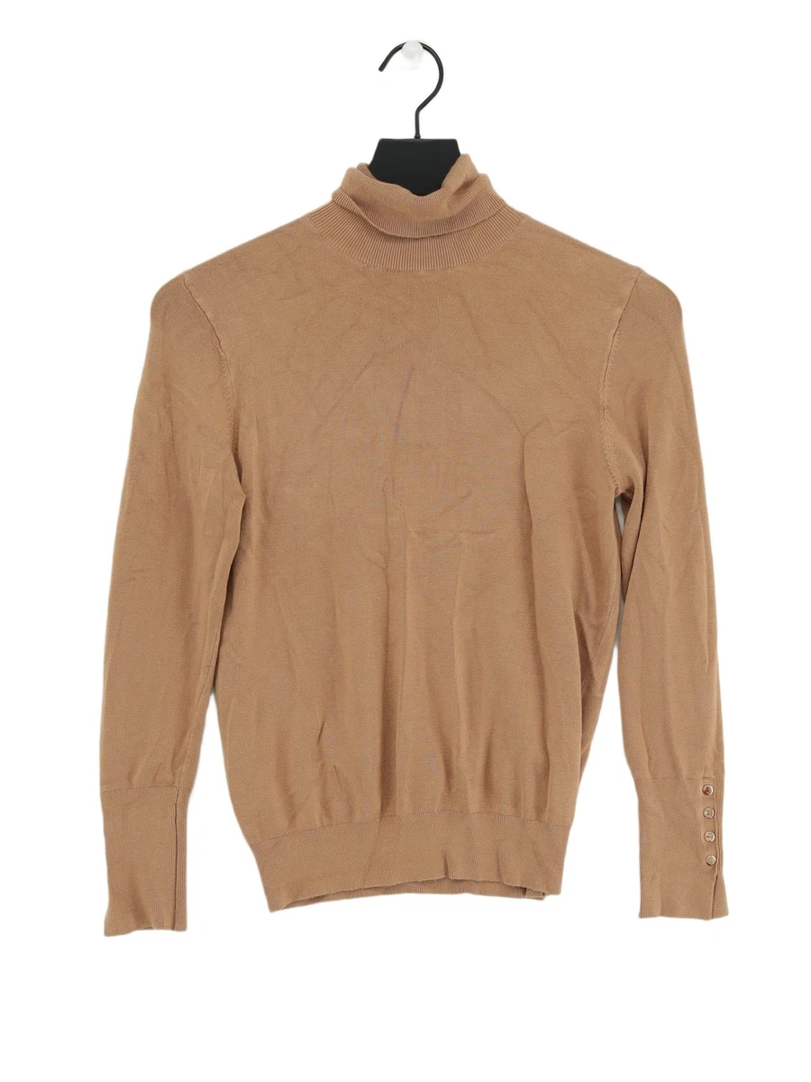 Zara Women s Jumper L Brown Viscose with Elastane Nylon Roll Neck