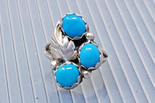 Vintage Navajo Sterling Silver Turquoise band Ring size 5
