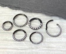 1pc Hinged Segment Ring CNC Set CZ Gem Front Septum Hoop Helix Daith