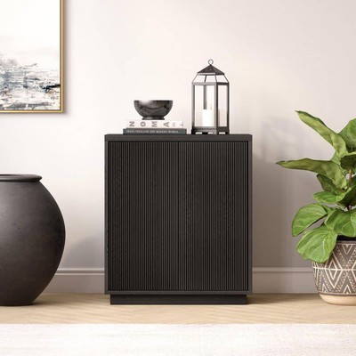Hudson and Canal Alston Accent Cabinet 32''X27.75'' With Swing-Out Door In Black