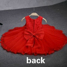 Girl Princess Tutu Dress Tulle Flower Lace Bow Wedding Birthday Party Dress