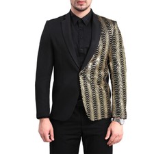 Mens Glitter Sequins Tuxedo Blazer Suit Jacket Coat Showman Fancy Dress Evening