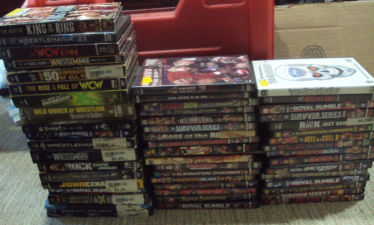 WWE TNA Lot of 53 Wrestling DVDs VTG RARE Classic 18 DVD SETS + 35