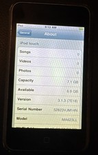 Apple iPod Touch 1st Gen 8 GB Black A1213 Fast Ship Fair Used IOS 3.1.3 Blemish