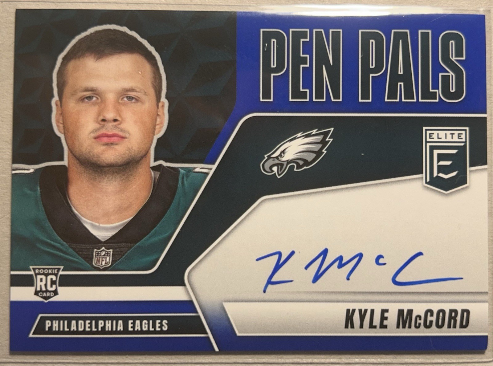 2025 Donruss Elite - Kyle McCord Pen Pals Blue Ink Auto SP #PP-KMC (RC, AU)