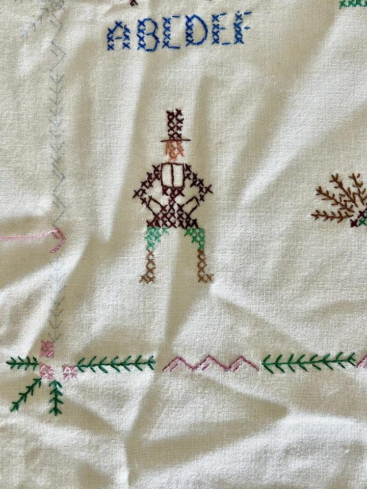 VTG Cross Stitch Table Cloth Bucilla's "Treasure Chest" 33” unfinished Thanksgiv - Image 4 of 4