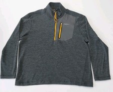 Eddie Bauer Sweater Mens XL Gray Long Sleeve 1/4 Zip Fleece Pullover Outdoors