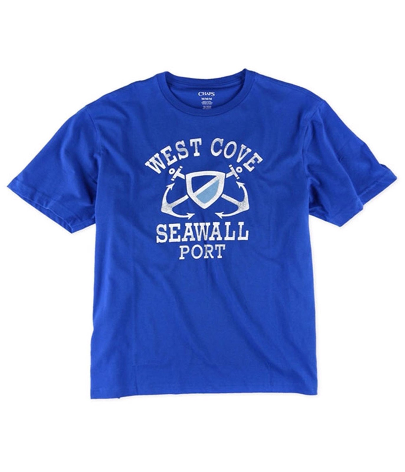 Chaps Mens West Cove Seawall Port Graphic T-Shirt, Blue, Small