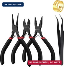 WISEUP 3 Pcs Jewelry Pliers Set - Needle/Chain Nose, Round Nose and Wire Cutters