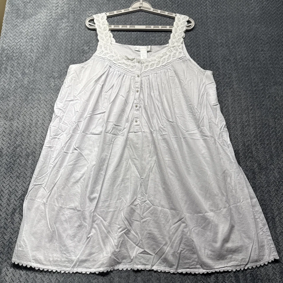 De Colección Eileen West 1X Gris Claro Sin Mangas Algodón Camisón Encaje Pintuck Hong Kong Foto 2 de 4