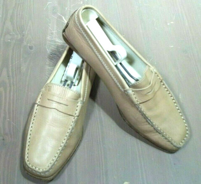Tods Italian Driving Taupe Beige Leather Hard Sole Loafer Moccasin 35.5 EU 5 US