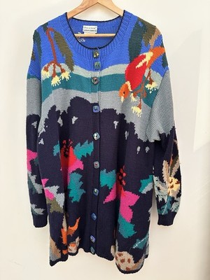 Vintage Australian Signatur Knitwear multicoloured bird knit cardigan