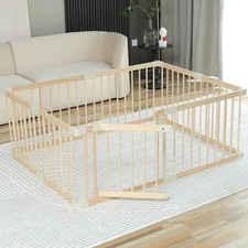 Baby Playpen Play Fence Gate Play Pen Wood Large,Playpens for Babies and Toddler