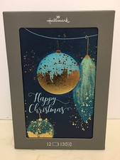 Hallmark Christmas Cards Happy Christmas w/ Hanging Ornaments 12 Pack NEW