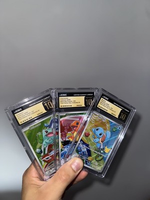 CGC 10 Pristine Pokémon Black Star Promos Bulbasaur 037 - Charmender 038 - Squirtle