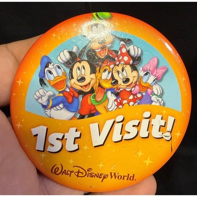 Walt Disney World 1st Visit Button Mickey Minnie Donald Goofy Pluto Pinback