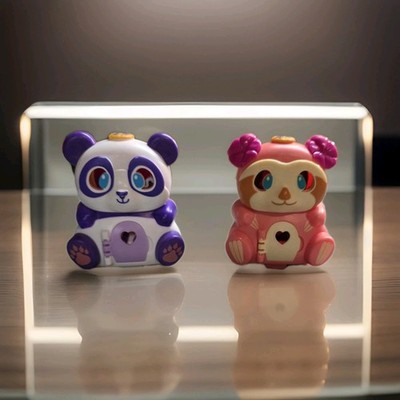 Polly Pocket Flip & Find Compacts-Top (Purple & White) and Bottom (Pink & Brown)