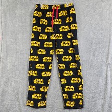 Star Wars Mens Pajama Pants Large Black Yellow Logo Print Sleepwear Lounge L