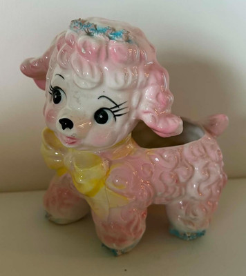Vintage Samson Import Co 1961 Pink Ceramic Lamb Planter 7x8 Japan Excellent F5