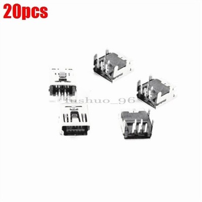 20Pcs Mini Usb Type B 5-Pin Female Socket Jack Connector Right Angle Dip Ic N uc