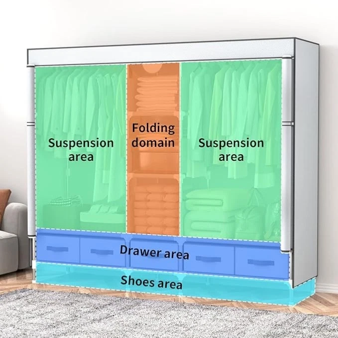 Kleiderschrank Schlafzimmer Stoffschrank Kleiderstander mit Schubladen Faltbar - Bild 2 von 4