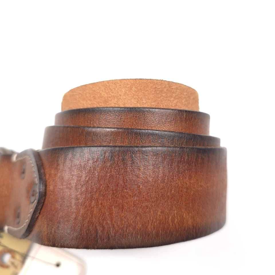 Cinturón RRL Doble RL Doble Anillo O Cuero Marrón Hecho en Italia Para Hombre Talla 36 Foto 3 de 4