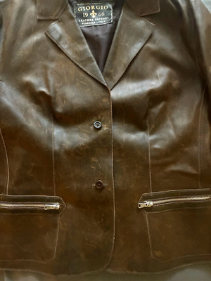 Vintage GRUPPO GIORGIO 1966 Made in Italy Brown Leather Convertible Backpack Vintage 90s Giorgio 1966 Italian Black Leather Coat Jacket  main image 4