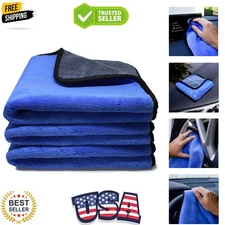 500 GSM Microfiber Cleaning Towels - 3 Pack, 12x12 Inches for Scratch-Free Shine